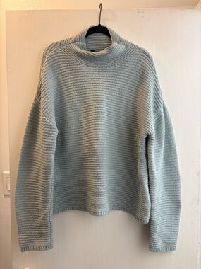 Simply Vera Vera Wang Light Blue Ribbed Cowl Oversized Sweater